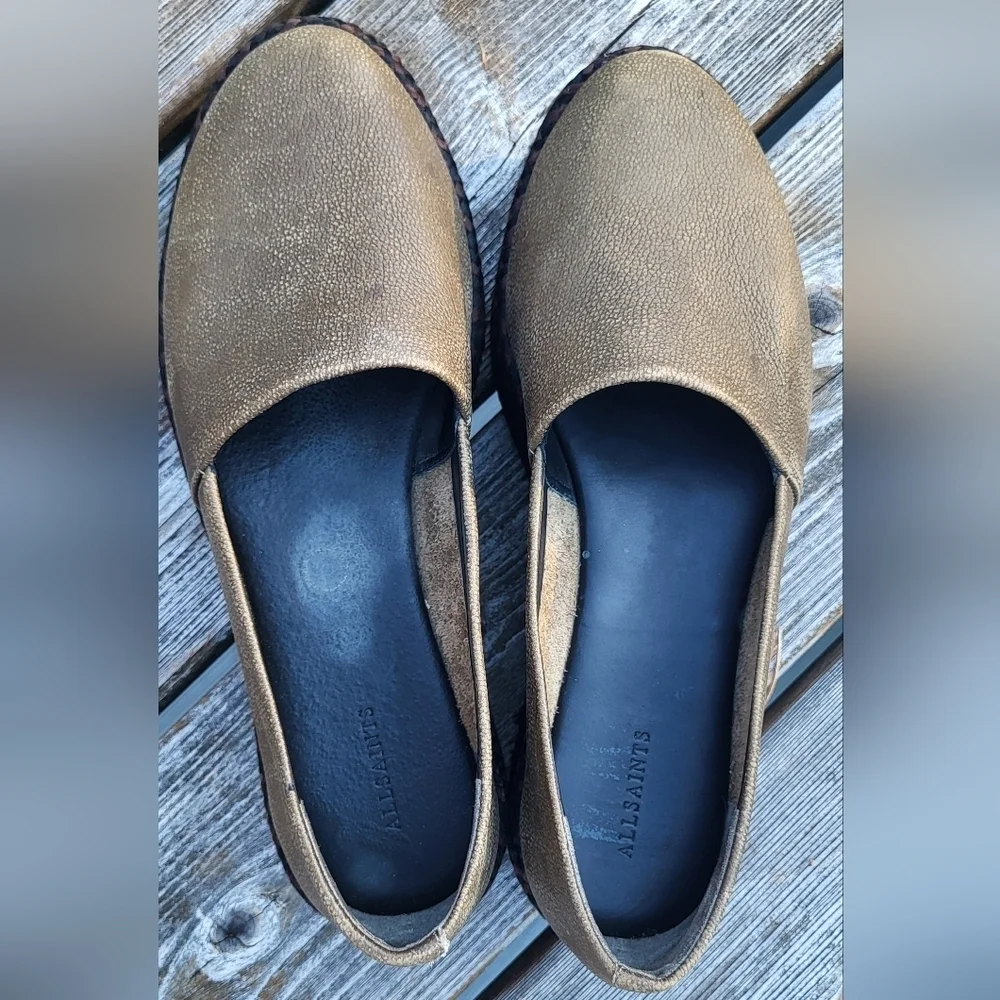 All Saints Bora Leather Slip On Platform Loafer
